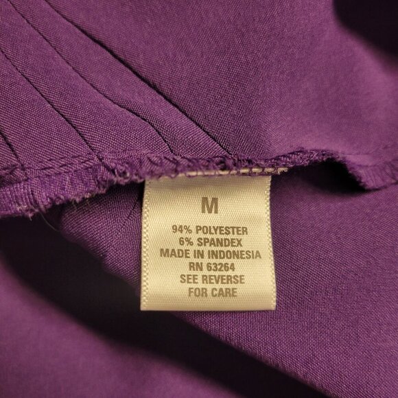 Dressbarn Medium Deep Purple Semi Fitted Button Up Longsleeve Dressy Office Top - Picture 10 of 11
